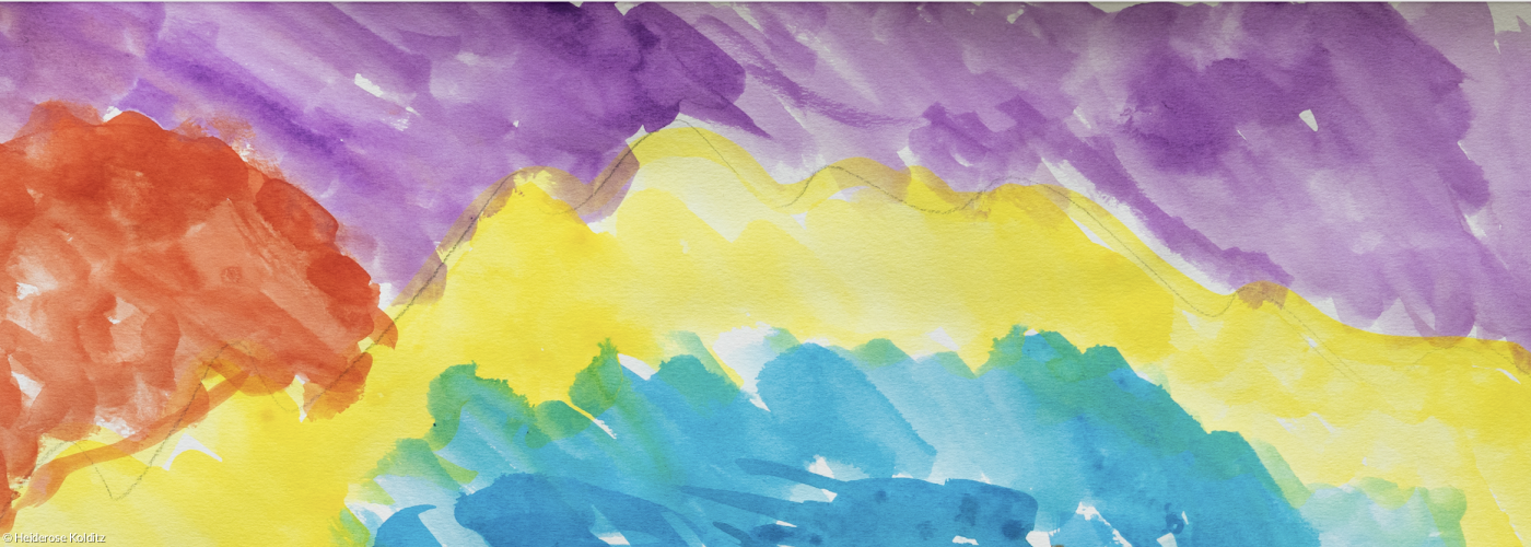 Aquarell Sonne überm Regenbogen