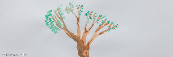 Aquarell: Baum mit grünen Blättern